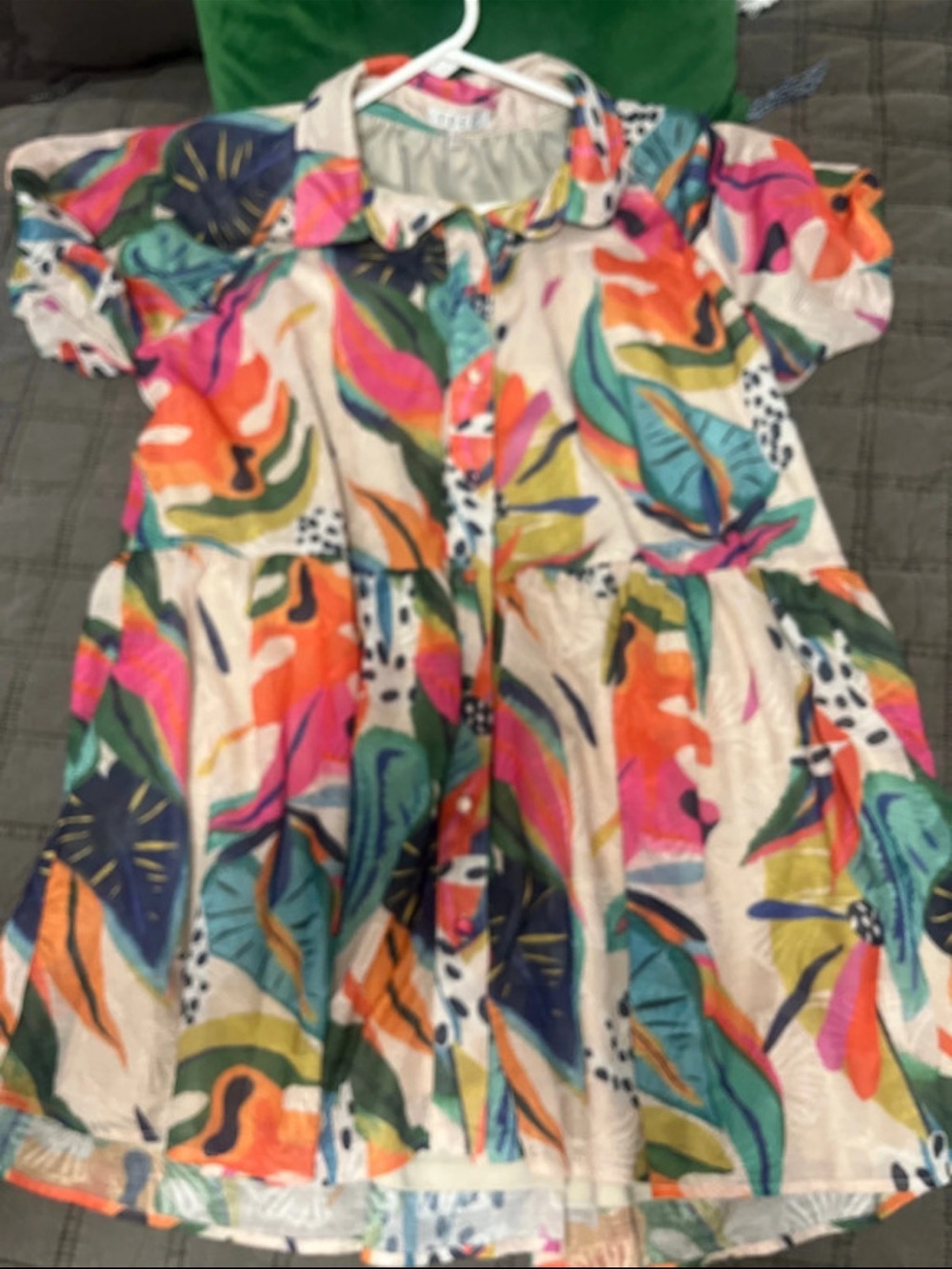 TCEC Multicolor Tropical Leaf Midi Dress